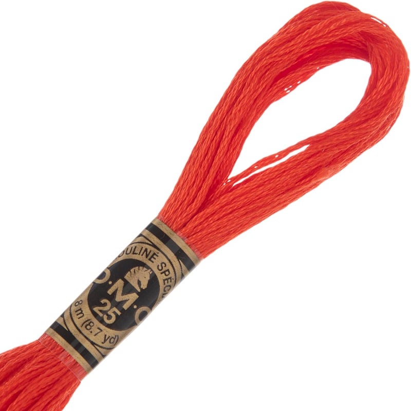 DMC Cotton Embroidery Floss (Set of 12) (606 Bright Orange Red)
